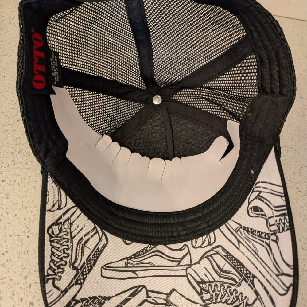 Vintage Vans Hat Skateboards Black White Snapback Otto Cap Trucker Skate Surf - Picture 5 of 6